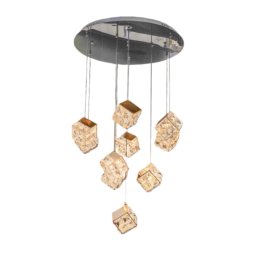 Chandelier with Crystals Rubik's Cube Luxury Ceiling Light