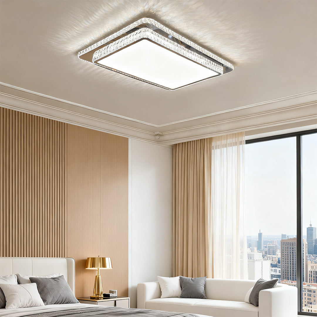 Flush Mount Crystal Light Fixture Luxury Stainless Steel Lamp