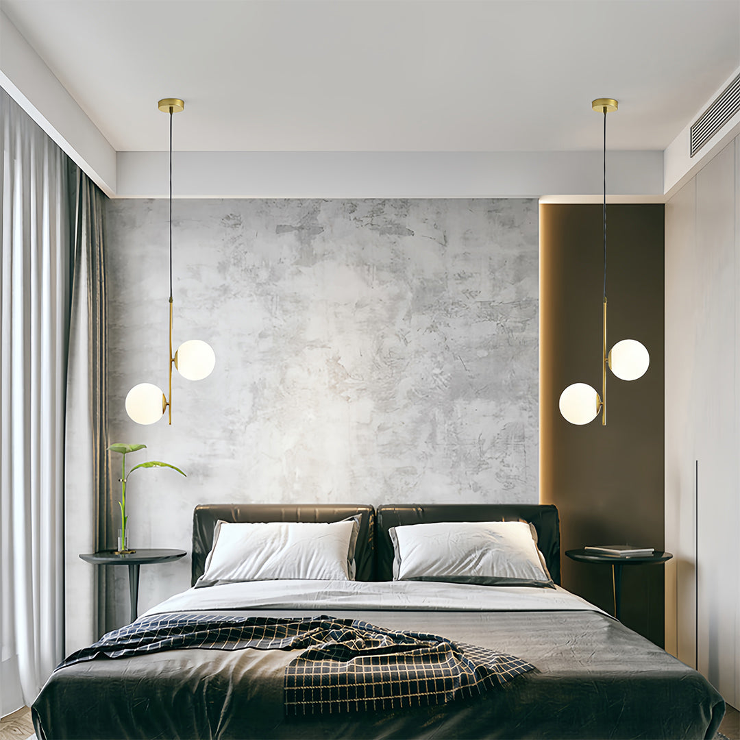 Glass Hanging Pendant Lights Minimalist Double Globes Ceiling Light
