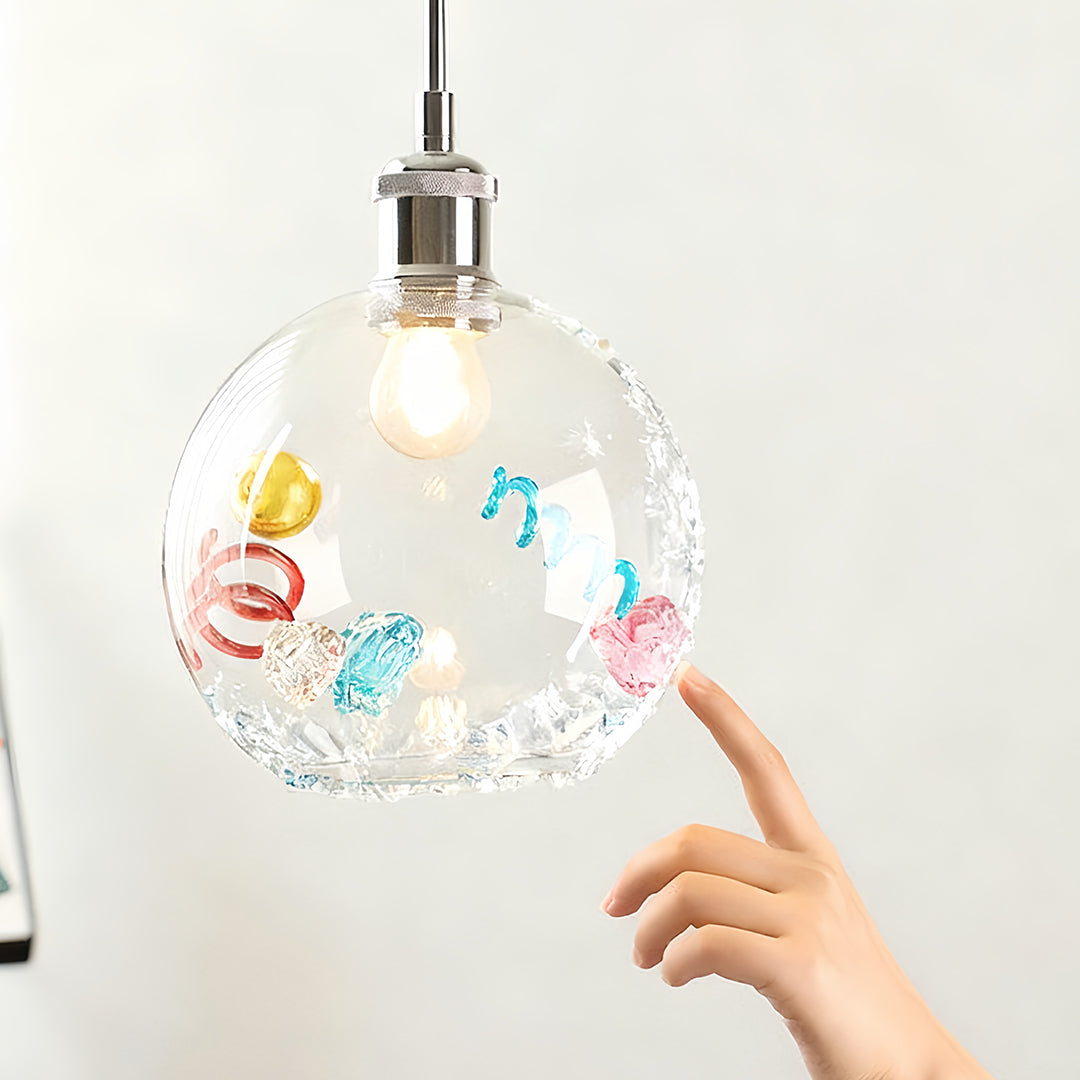 Coloured Glass Pendant Lights Globe Art Deco Ceiling Light