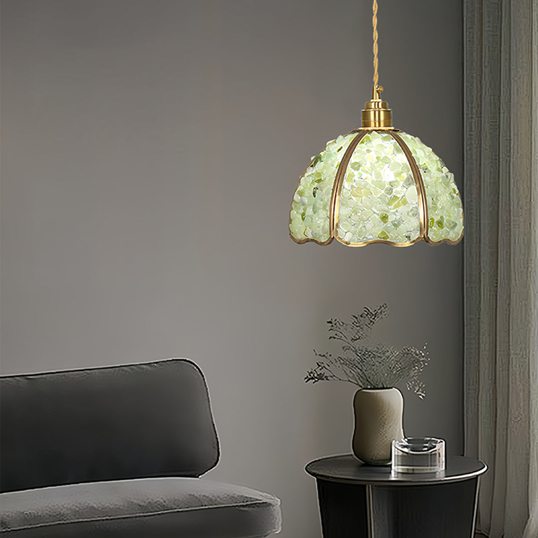 Small Crystal Pendant Light Vintage Full Copper Ceiling Light