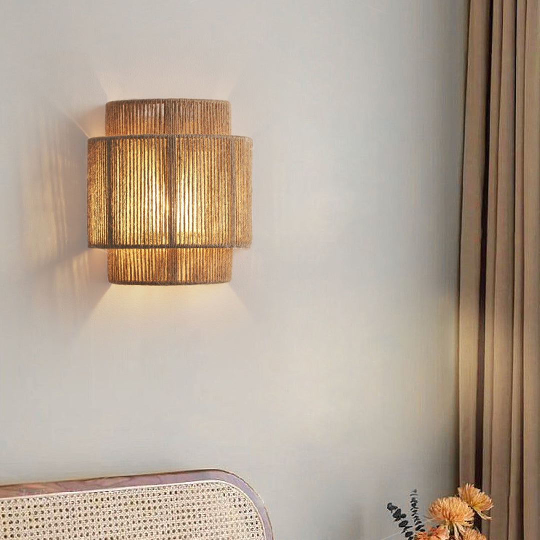 Japanese Wall Sconce Light Wabi Sabi Hemp Rope Wall Lamp