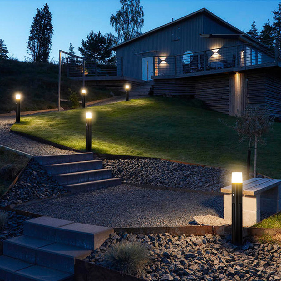Motion Sensor Black Exterior Bollard Lighting Solar Path Lights