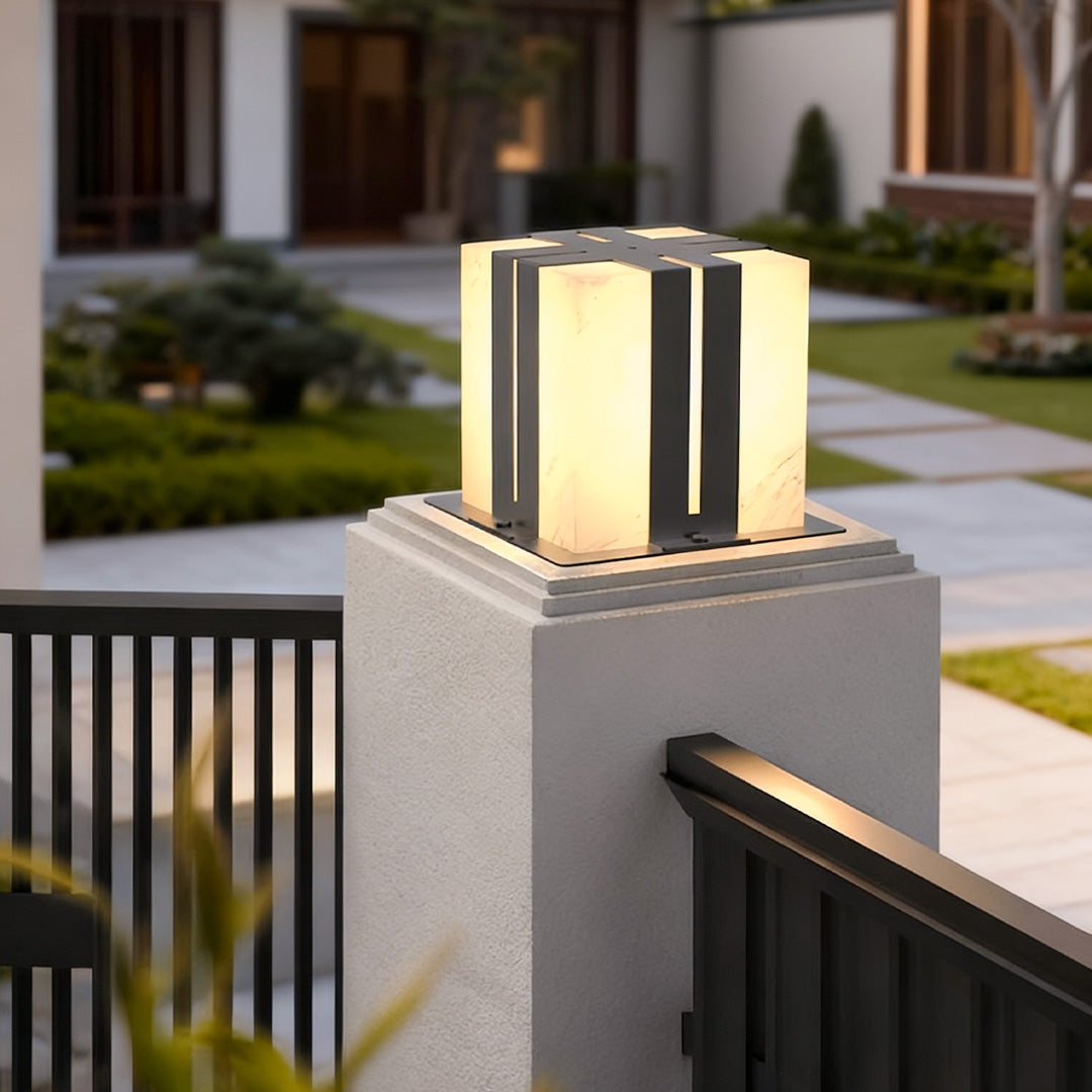 Outdoor Pillar Mounted Lights Landscape Fake Marble Lamp