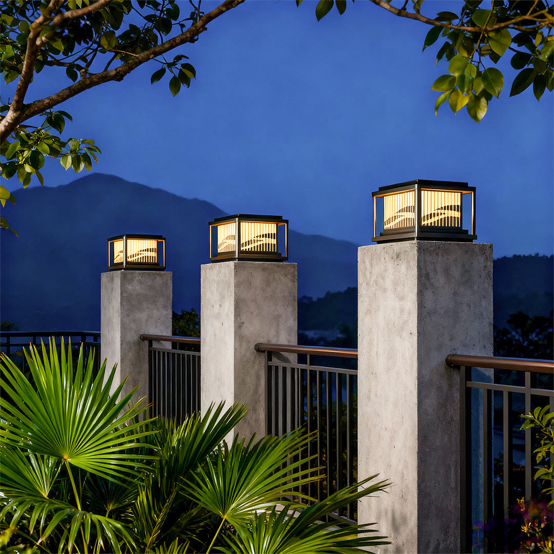 Contemporary Pillar Lights Waterproof Wave Pattern Lamp