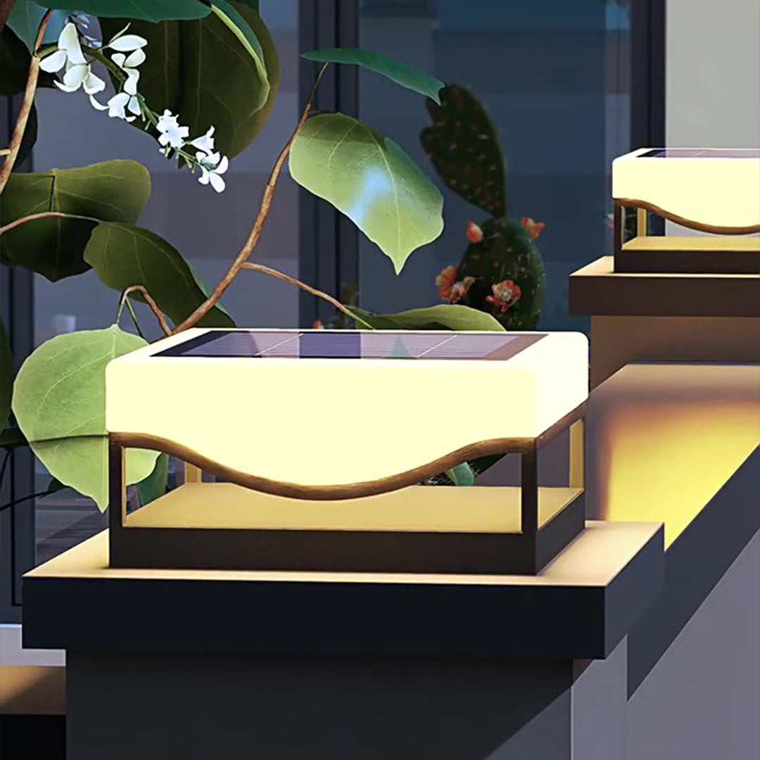 Contemporary Outdoor Pillar Lights Waterproof Solar-Powered