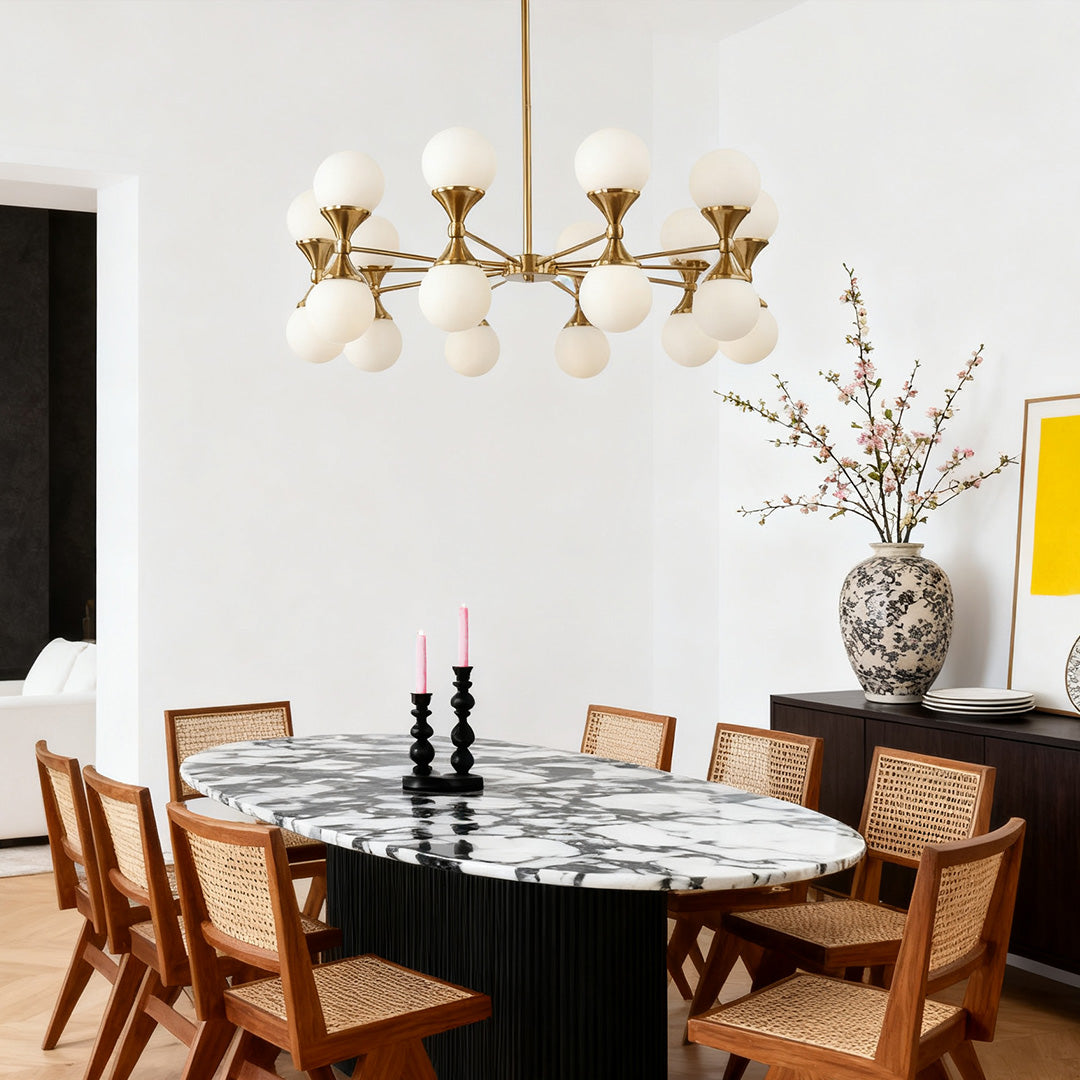 Bubble Glass Chandeliers Stylish Full Copper Nordic Ceiling Light