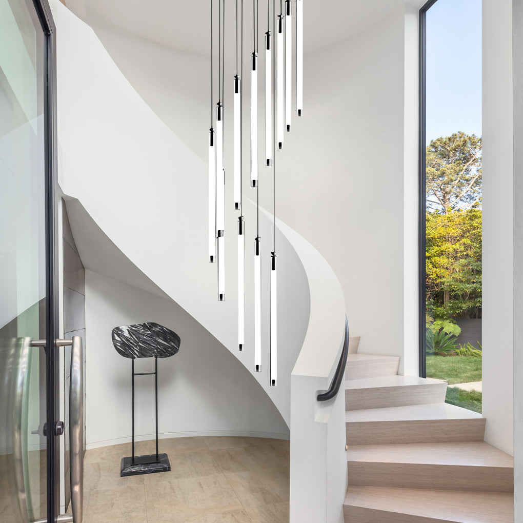 Contemporary Staircase Chandelier Spiral Tube Ceiling Light