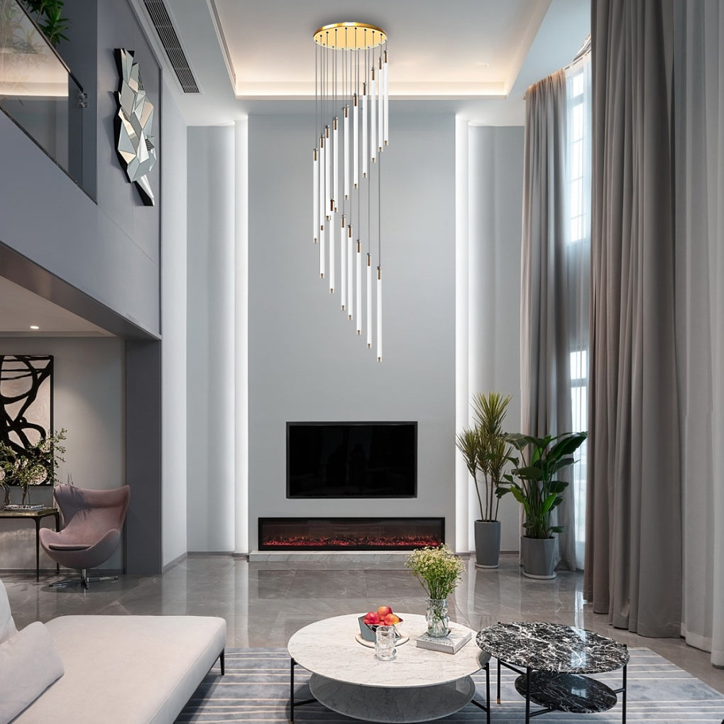 Contemporary Staircase Chandelier Spiral Tube Ceiling Light