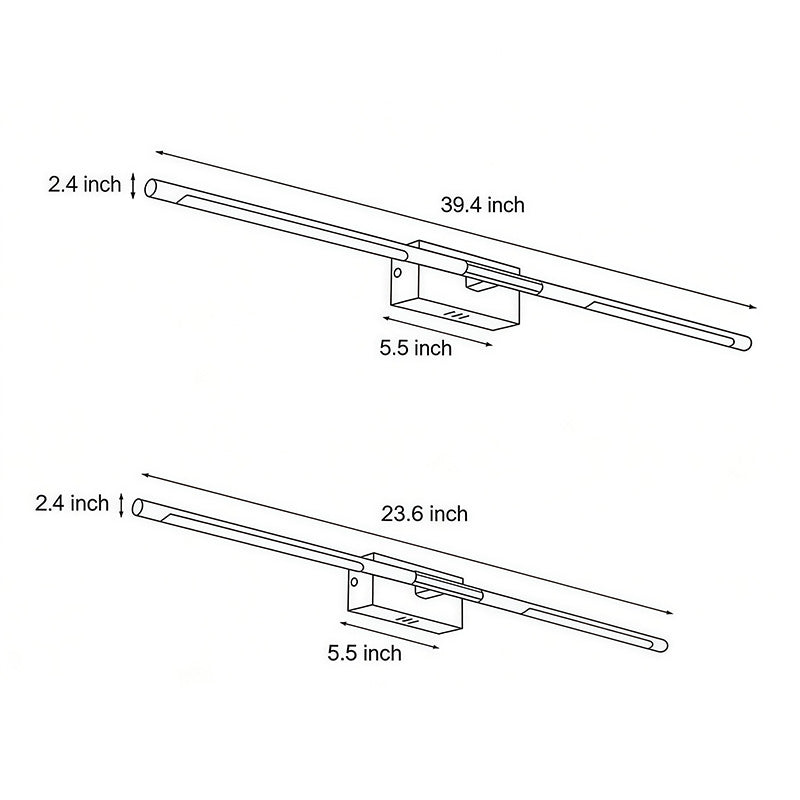 Contemporary Vanity Light Bar Black Linear LED Light