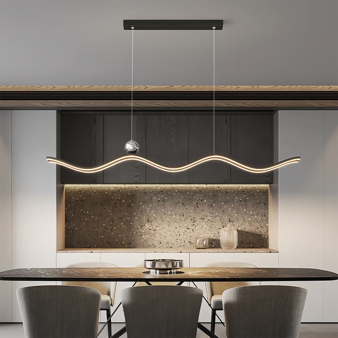 Linear LED Pendant Light Contemporary Wave Shaped Ceiling Light