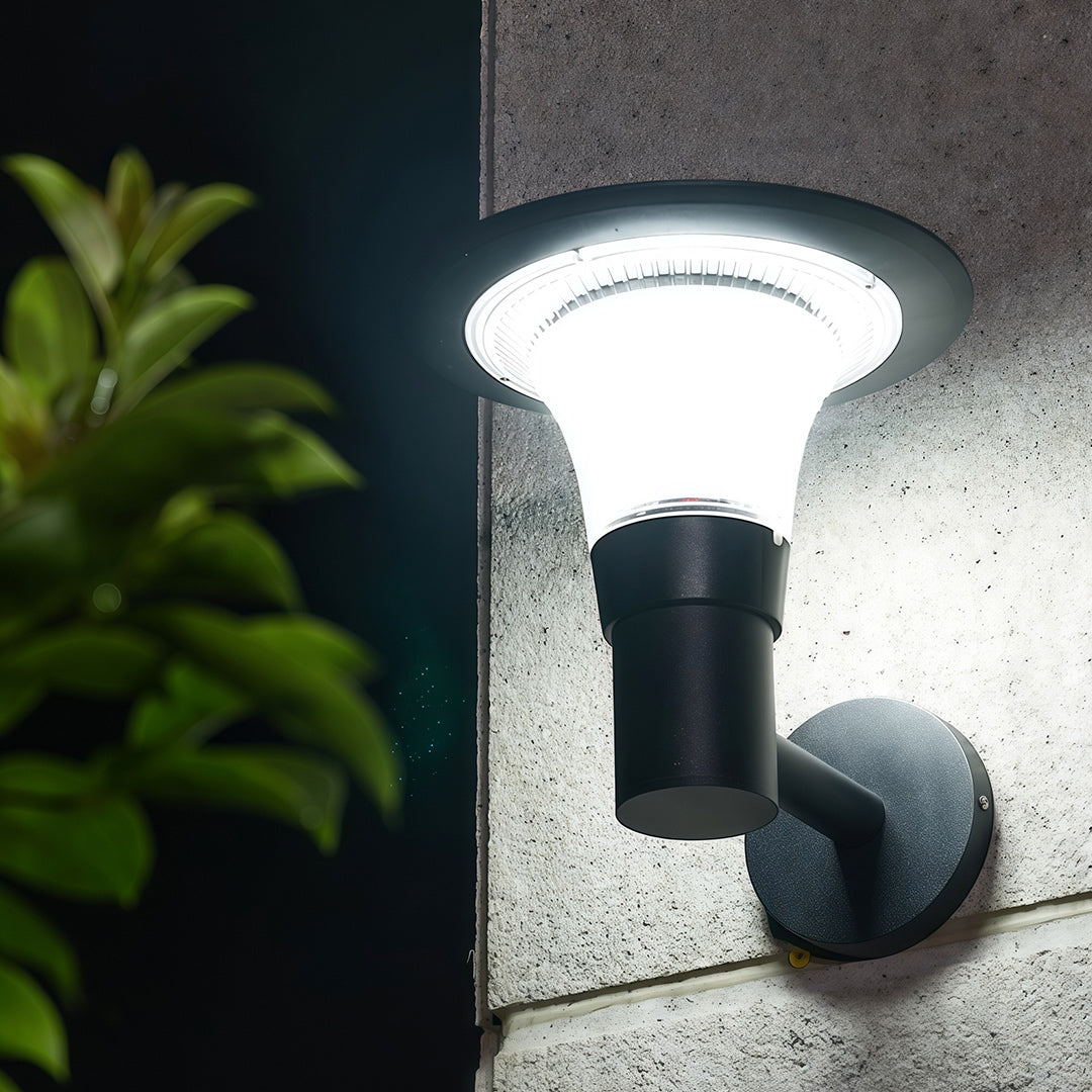 Outdoor Solar Wall Sconce Black Waterproof Metal Light