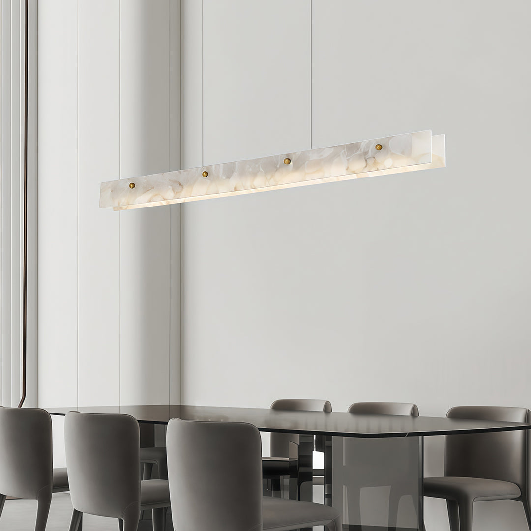 Copper Metal Pendant Light Linear Cloud Stone Ceiling Light