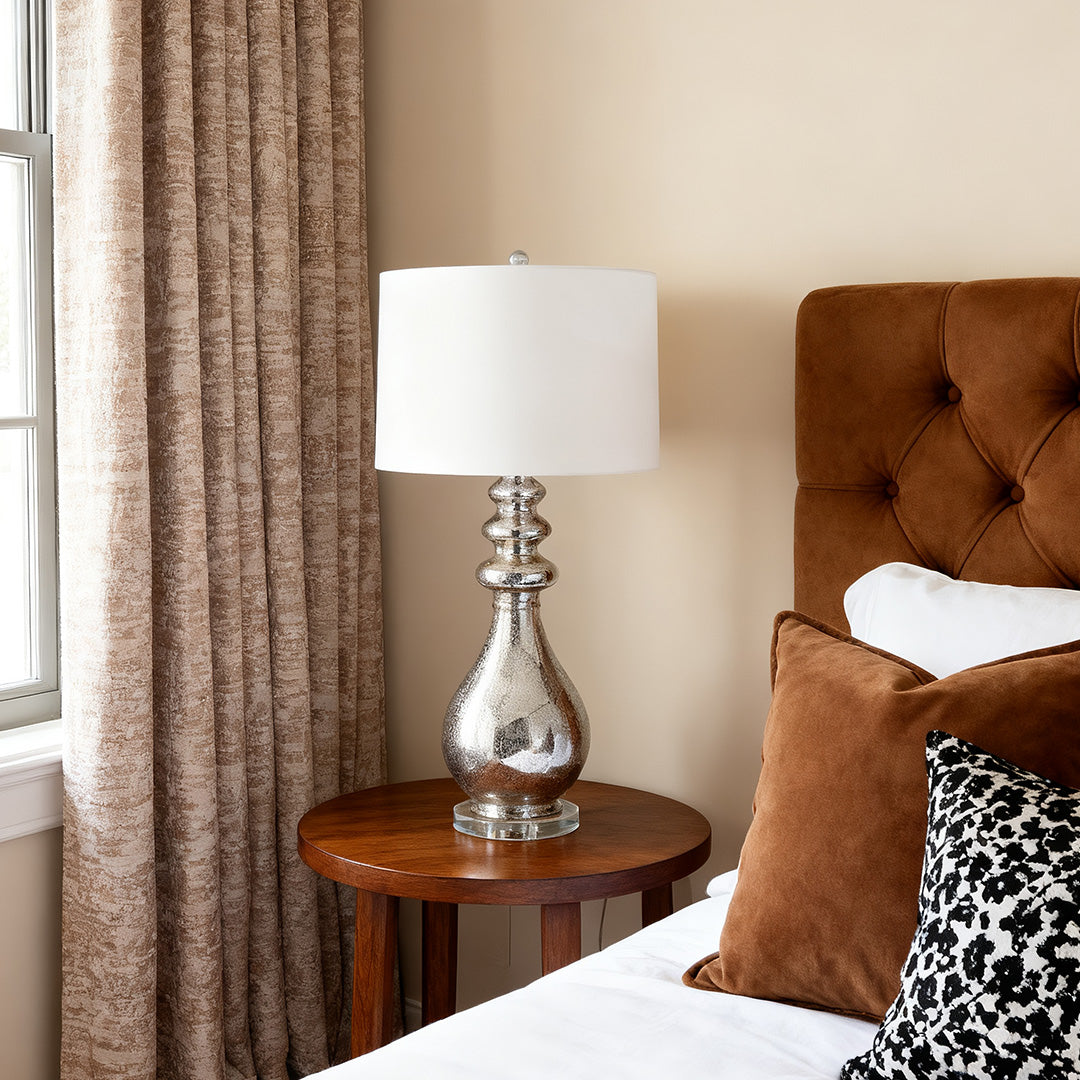 Modern Silver Table Lamp Polished Finish Unique Lamp