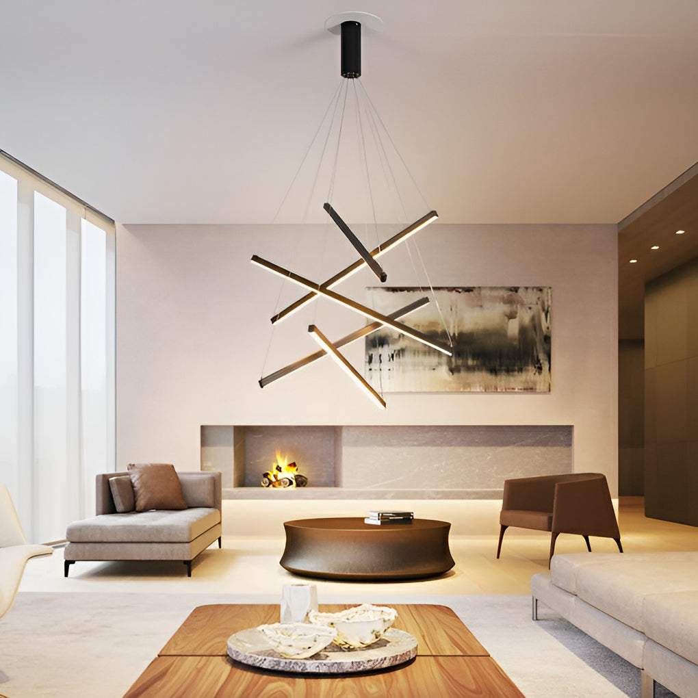 Criss Linear Chandelier Modern LED Black Ceiling Light