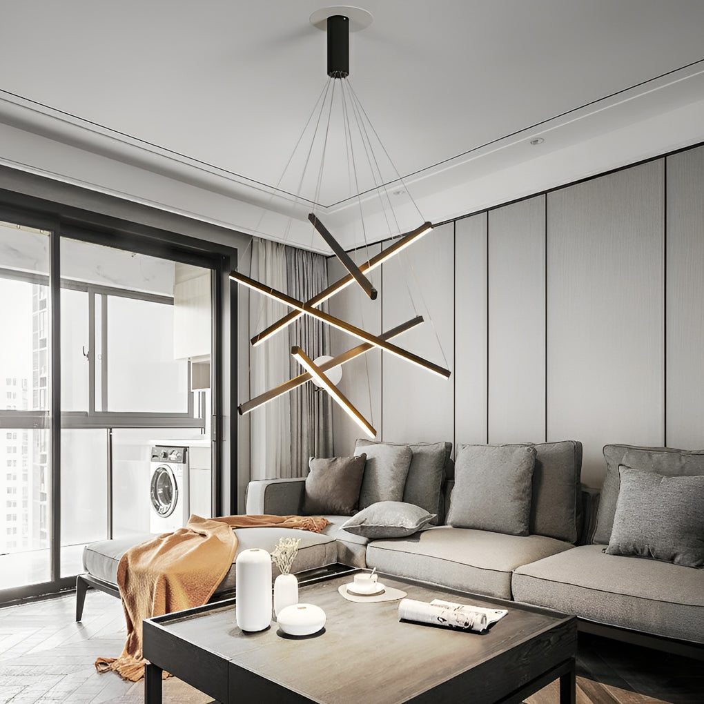 Criss Linear Chandelier Modern LED Black Ceiling Light
