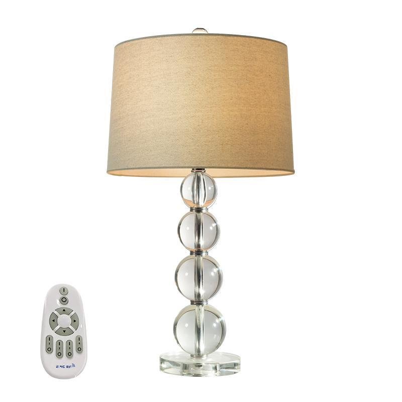 Crystal Ball Table Lamp Modern Fabric Cylinder Lampshade Lamp