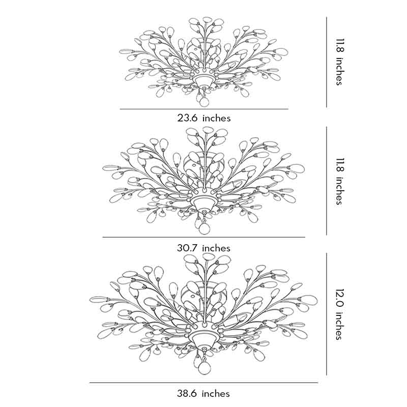 Crystal Branch Chandelier Contemporary Flower Ceiling Light
