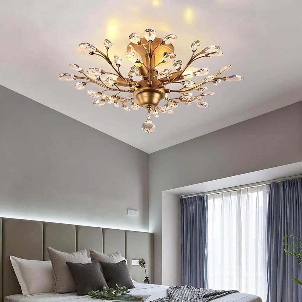 Crystal Branch Chandelier Contemporary Flower Ceiling Light