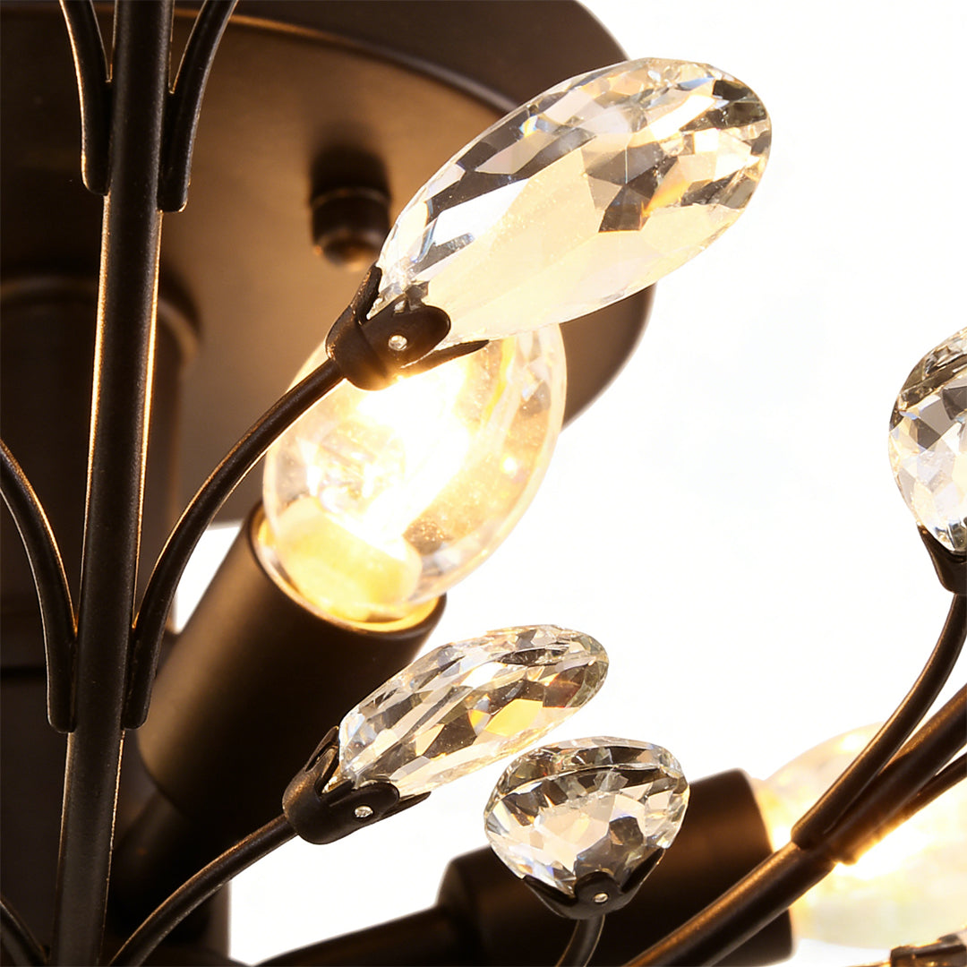 Crystal Branch Chandelier Contemporary Flower Ceiling Light