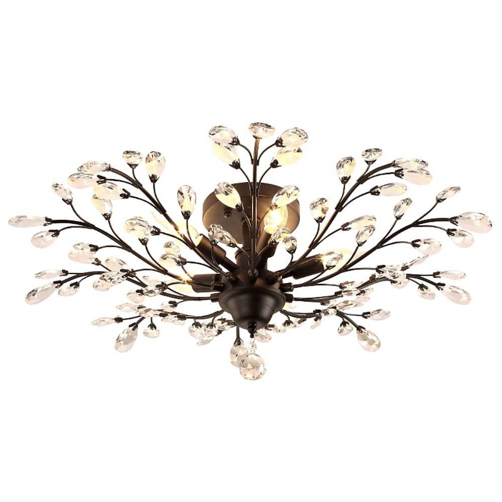 Crystal Branch Chandelier Contemporary Flower Ceiling Light