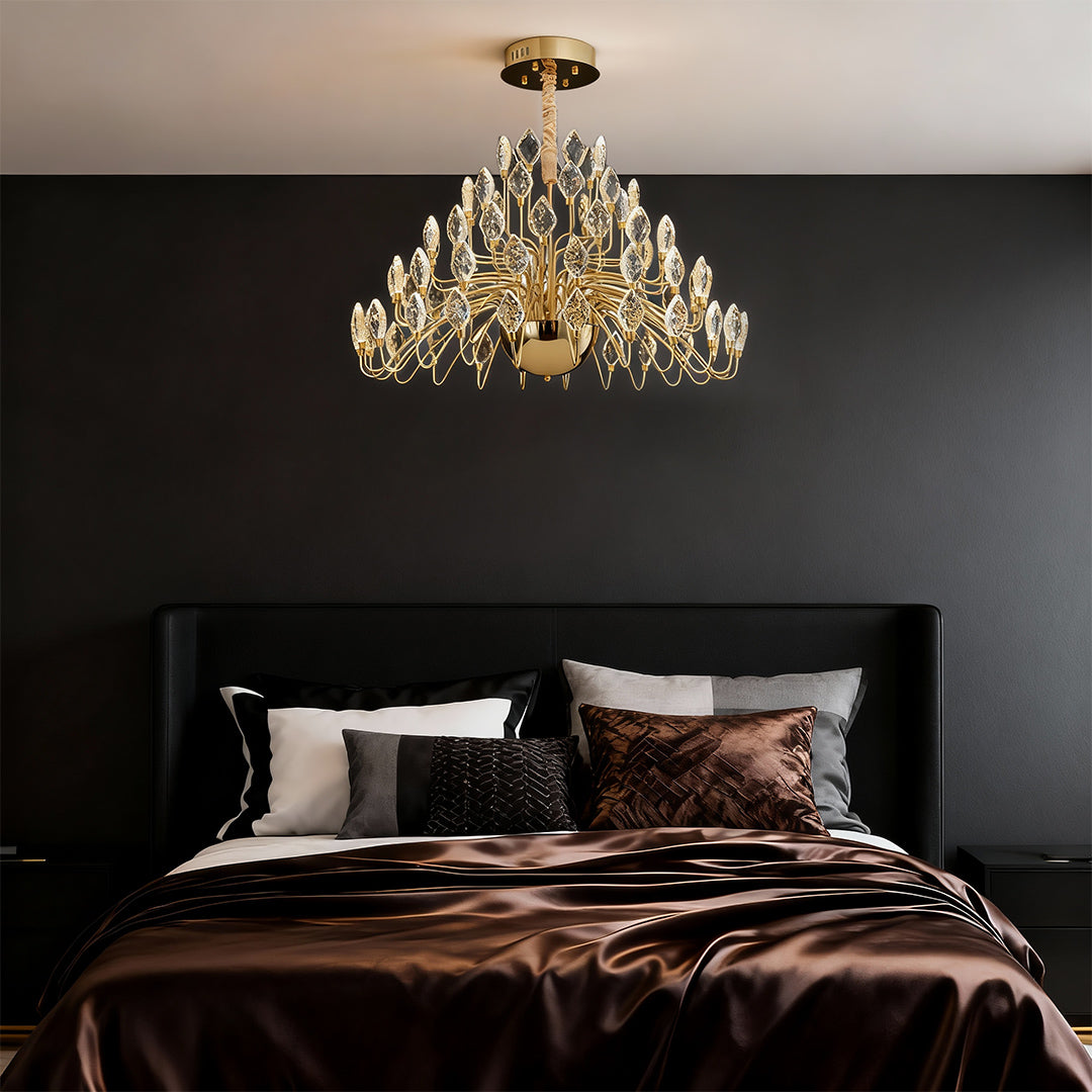 Gold LED Chandelier French Light Luxury Crystal Ceiling Light