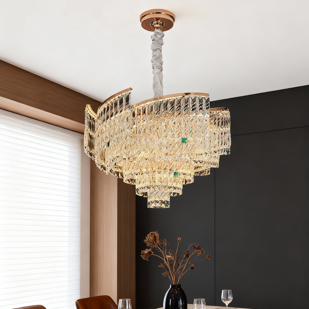 Crystal Pendant Chandelier Luxury Carbon Steel Ceiling Light