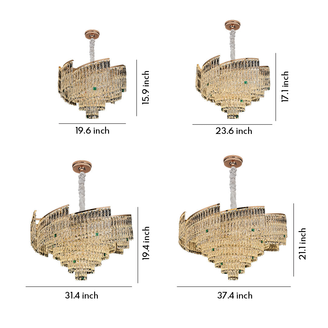 Crystal Pendant Chandelier Luxury Carbon Steel Ceiling Light