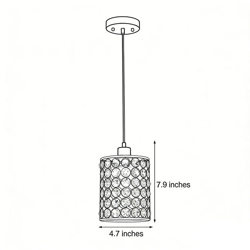 2-Pcs Crystal Pendant Light Minimalist Cylinder Decorative Light