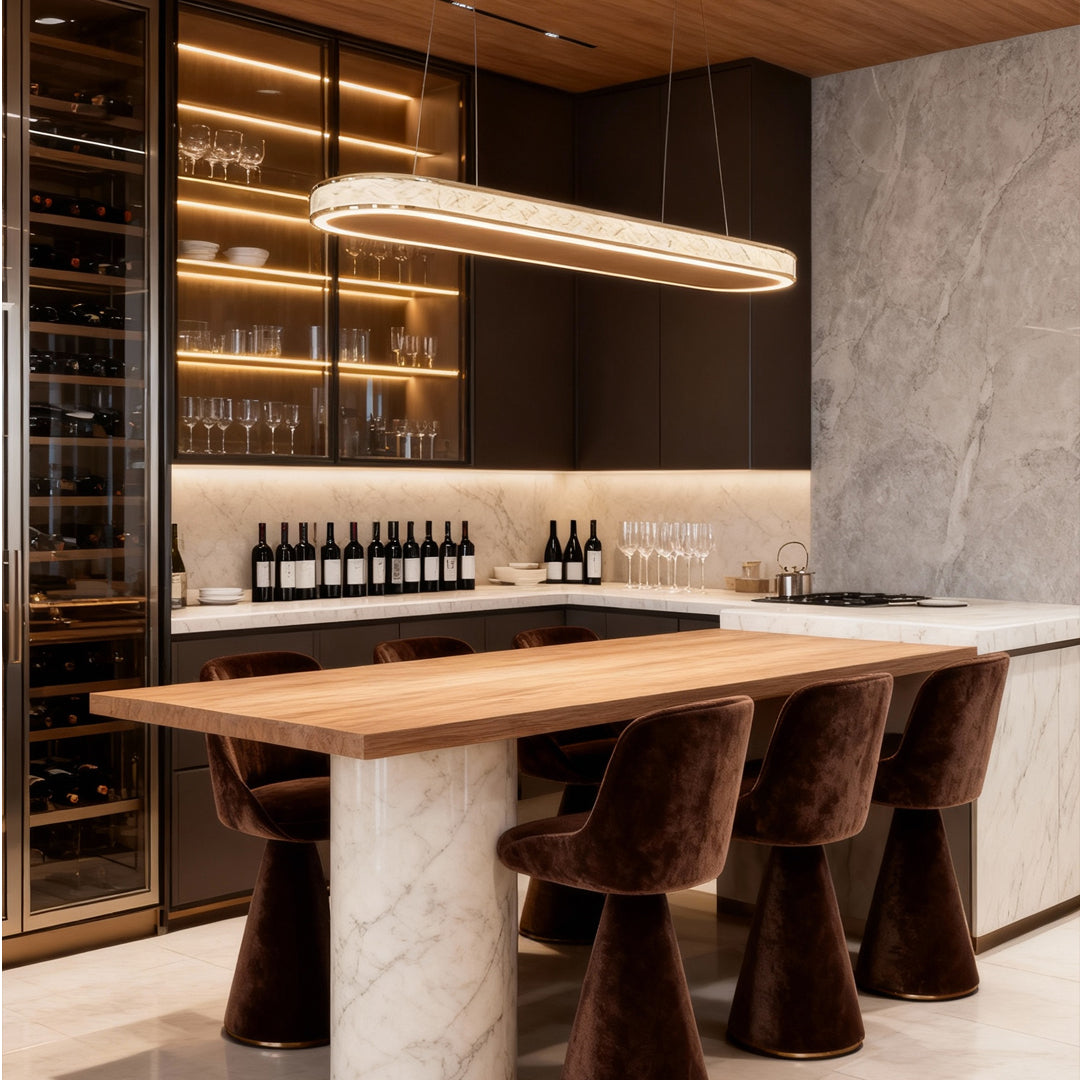 Linear Suspension Lights Elliptical Luxury Ceiling Light
