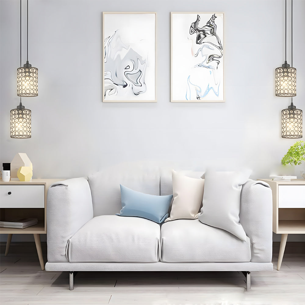 2-Pcs Crystal Pendant Light Minimalist Cylinder Decorative Light