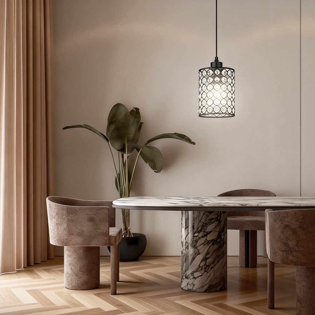 2-Pcs Crystal Pendant Light Minimalist Cylinder Decorative Light