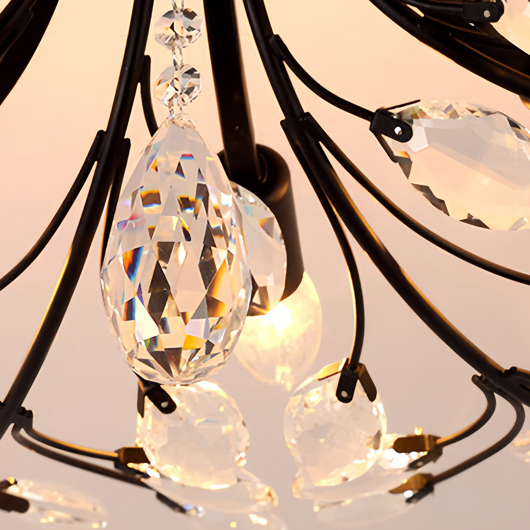 Crystal Semi Flush Ceiling Lights American Leaf Chandeliers