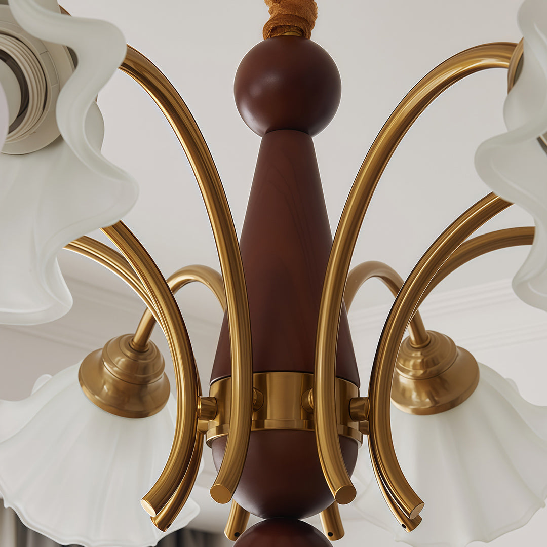 Vintage Glass Chandelier Flower Shades Ceiling Light
