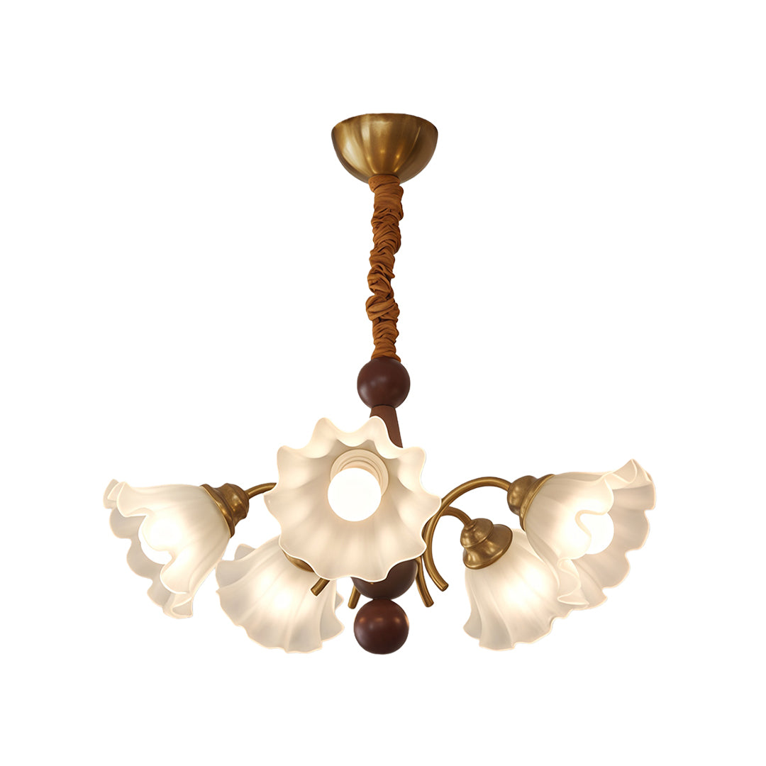 Vintage Glass Chandelier Flower Shades Ceiling Light