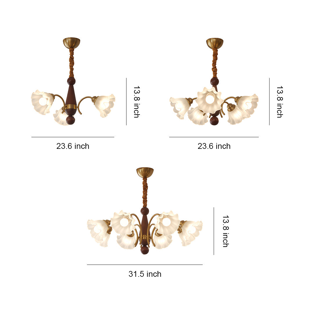 Vintage Glass Chandelier Flower Shades Ceiling Light