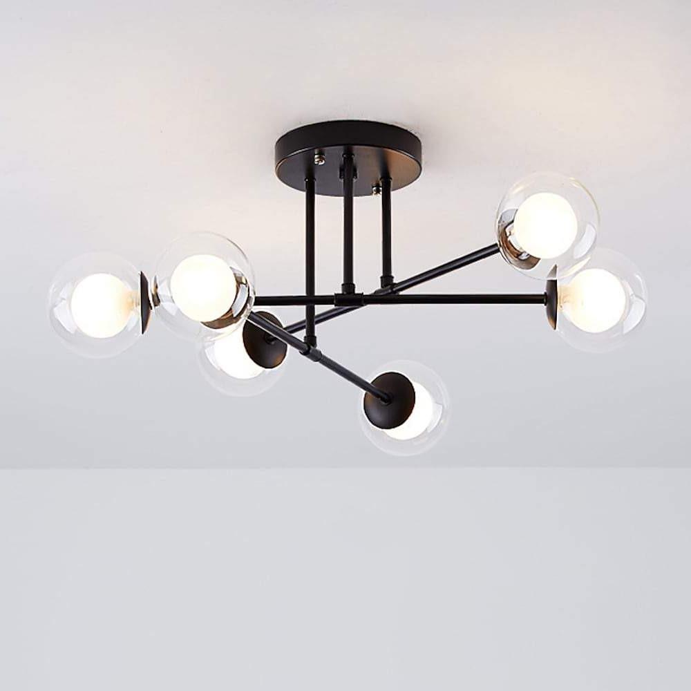 6-light Glass Sputnik LED Modern Ceiling Light Hanging Lamp Chandelier