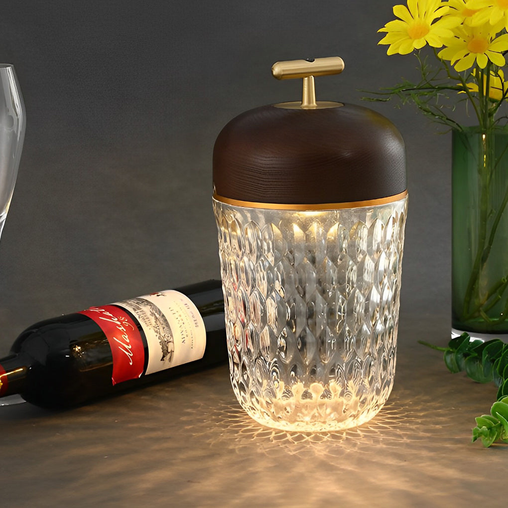 Cup Glass Table Lamp Modern Rechargeable Metal Lamp