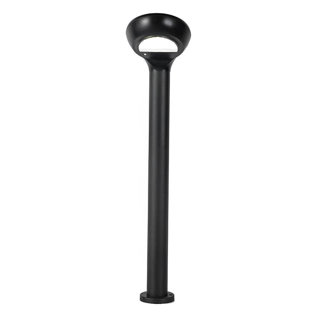 Curved Bollard Light Minimalist Solar-Powered Black Aluminum Lamp