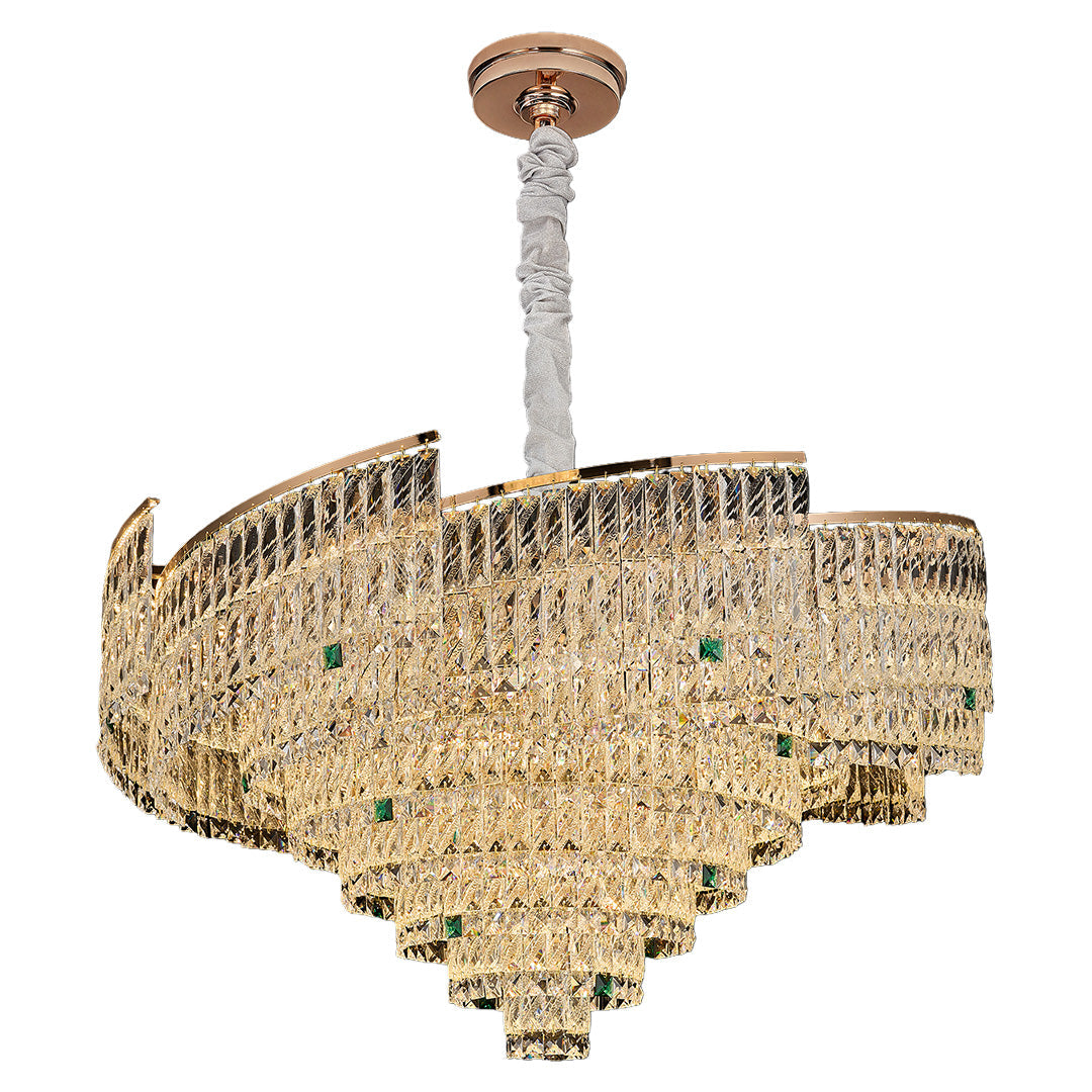 Crystal Pendant Chandelier Luxury Carbon Steel Ceiling Light