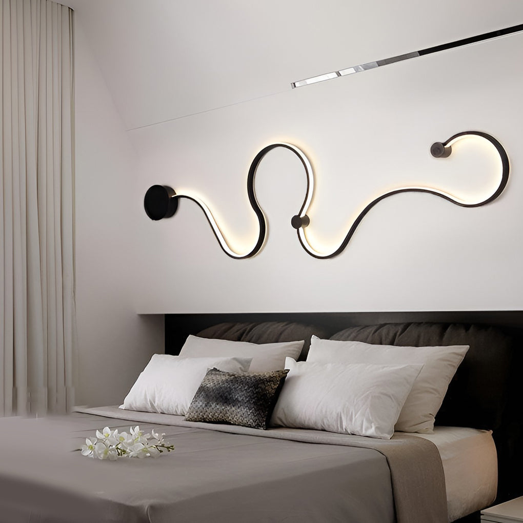 Curved Wall Sconce Modern Black Creative LED Light