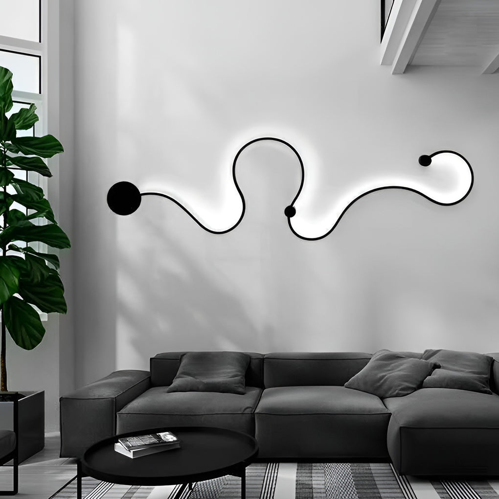 Curved Wall Sconce Modern Black Creative LED Light