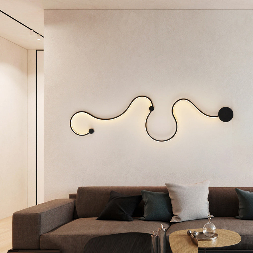 Curved Wall Sconce Modern Black Creative LED Light