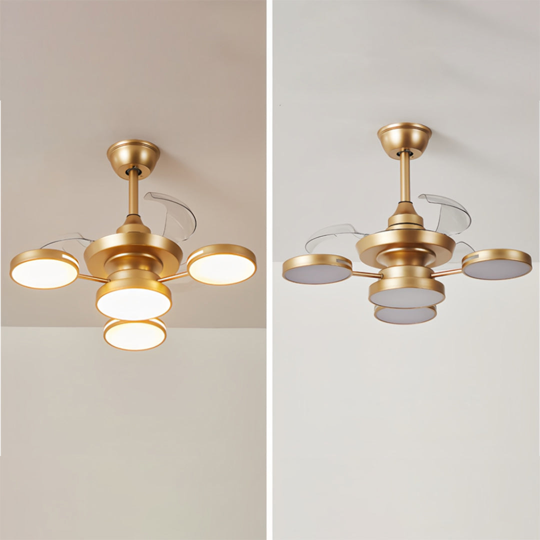 Ceiling Fan with Four Lights French Vintage Iron Art 3-Blade Fan Lamp