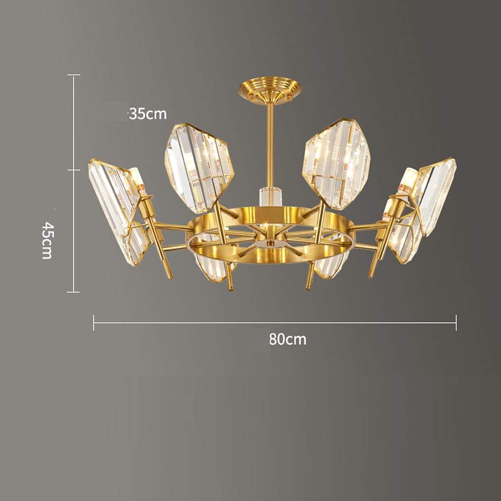 Brass Ring Frame Crystal Chandelier - Gold Metal, Crystal Accents Ceiling Lighting