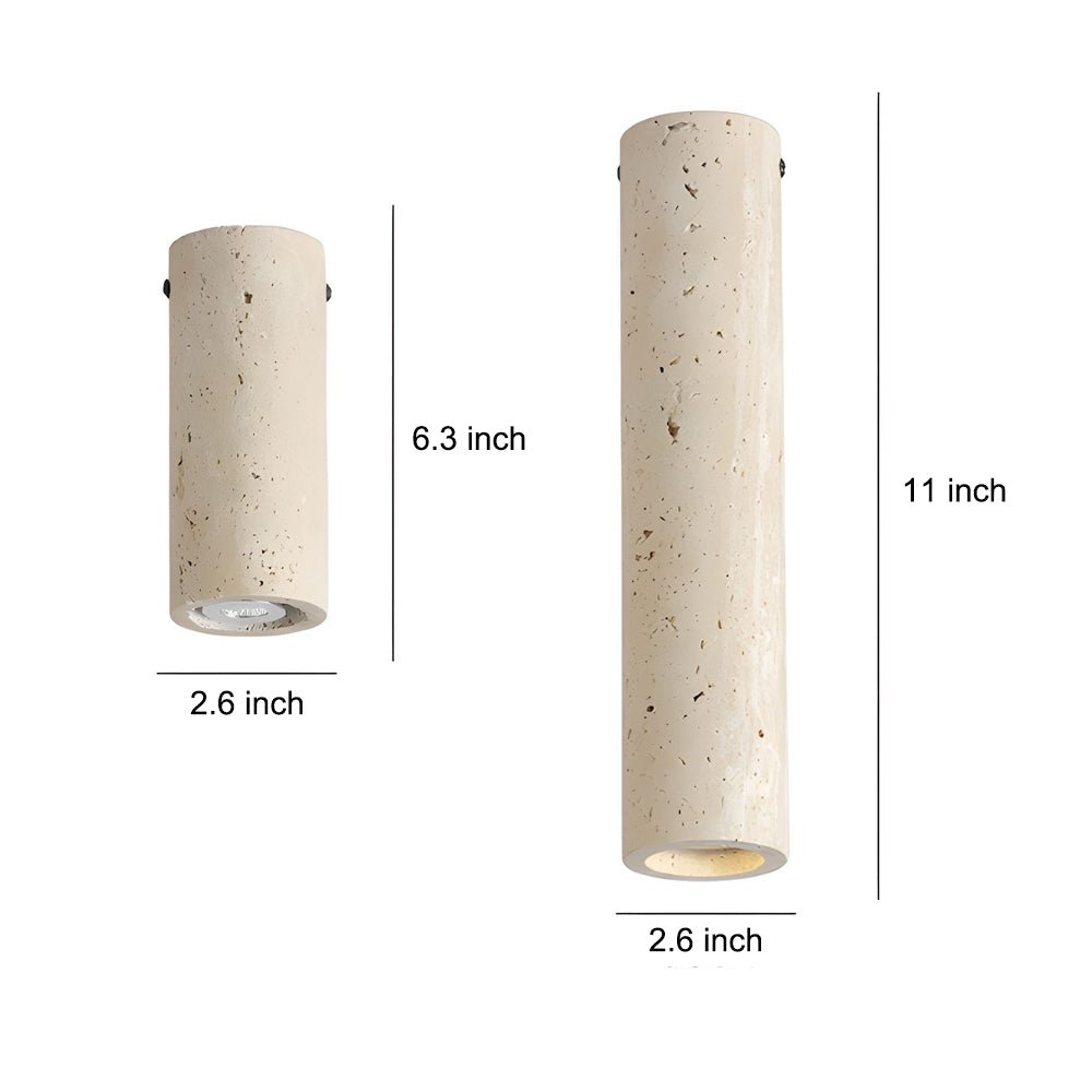 Cylinder Downlight Modern Yellow Travertine Long-Tube Light