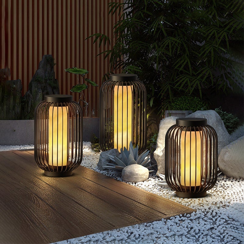 Lantern Metal Outdoor Modern Brown Waterproof Cage Lamp