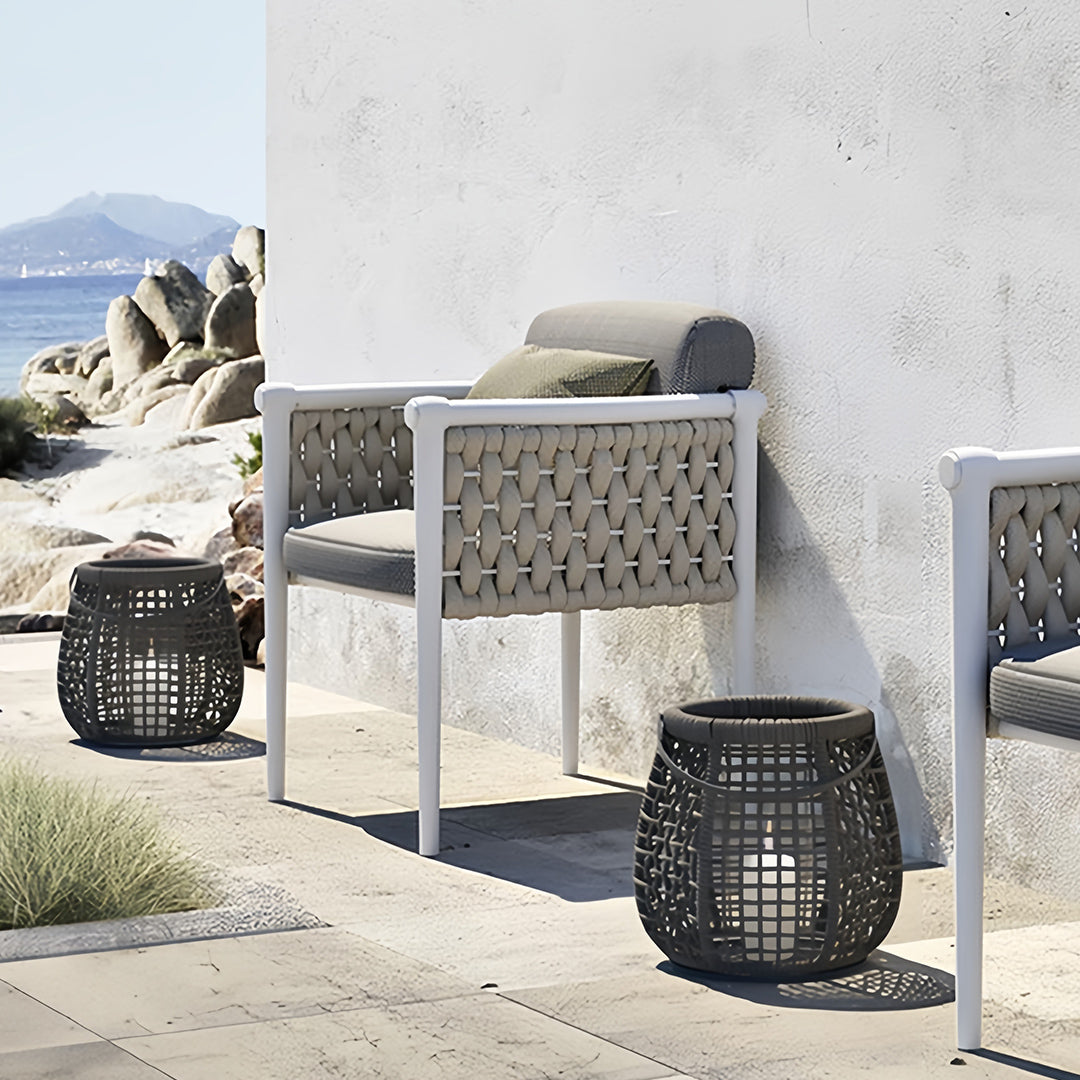 Woven Outdoor Lanterns Stylish with Handle Portable Patio Floor Lamp