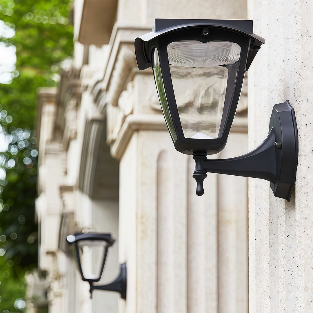 Outdoor Wall Lighting Black Waterproof Solar Lamp