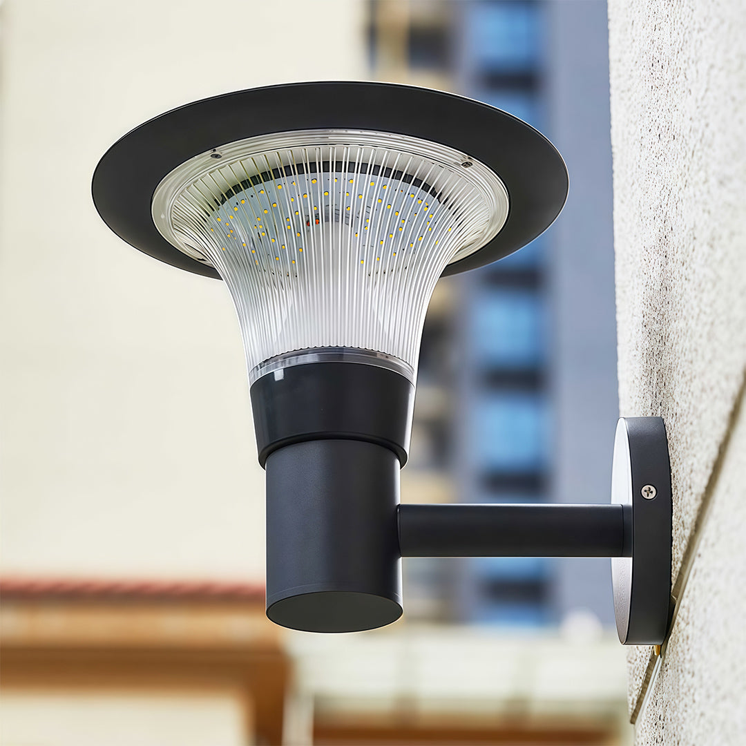 Outdoor Solar Wall Sconce Black Waterproof Metal Light